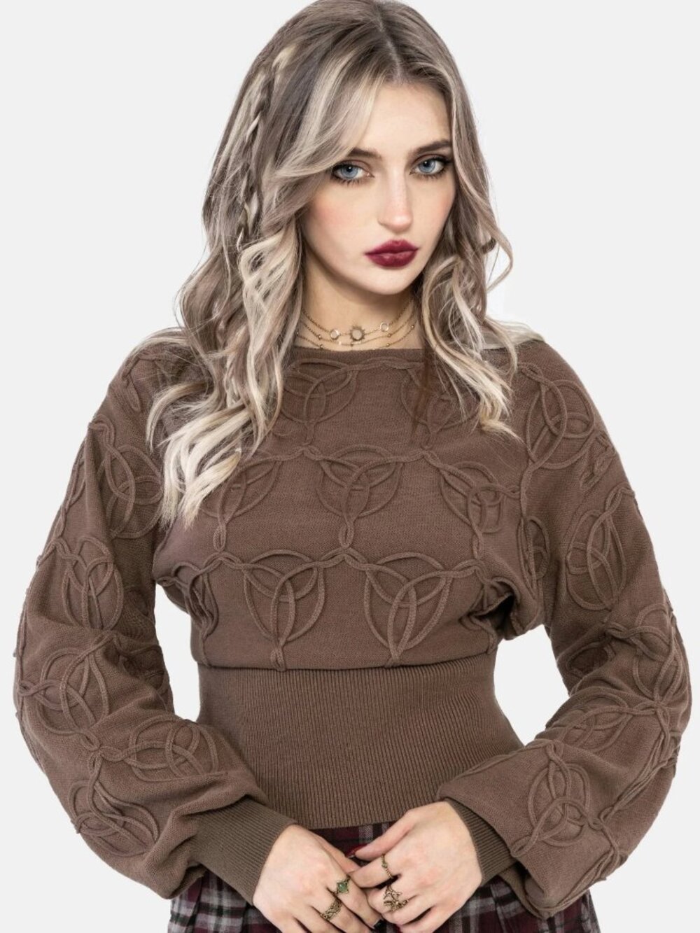 Covet Cotton-Blend Witches Knot Cable Knit Sweater - M